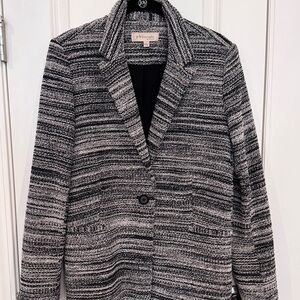 Philosophy Republic Clothing Black White Knit Blazer L Classic Quiet Luxury Work
